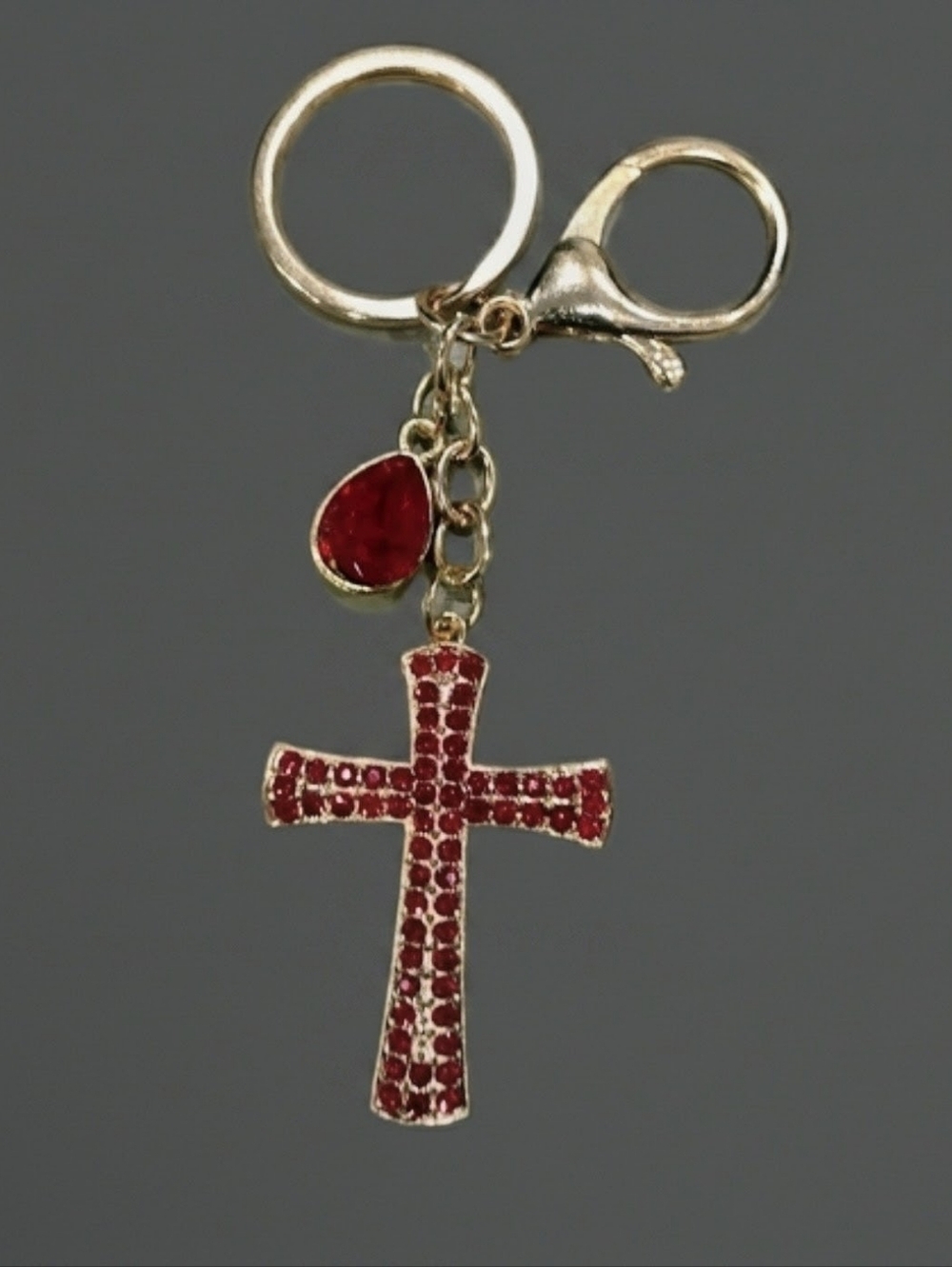 Rhinestone Cross Bag Charm Keychain